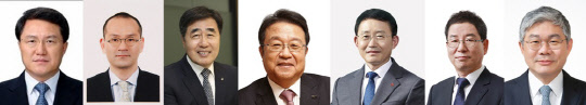 이영호 삼성물산 사장(왼쪽부터), 이해욱 대림산업 회장, 김형 대우건설 사장, 한성희 포스코건설 사장, 하석주 롯데건설 사장, 권순호 HDC현대산업개발 사장, 안재현 SK건설 사장.